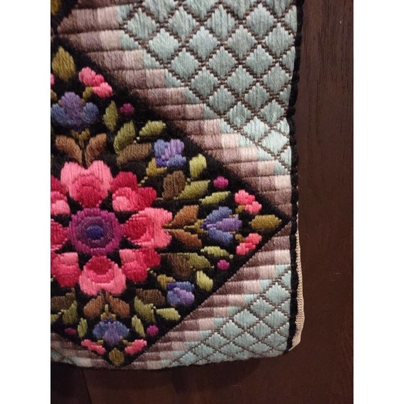 TAPESTRY Wall Hanging Bright Floral Pink BELL PULL 12 X 33 Cross Stitch No Back - Picture 3 of 12